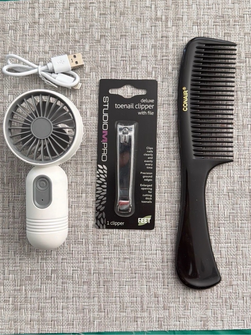White USB Rechargeable Handheld Mini Fan - Portable Personal Cooling